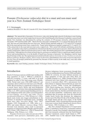 Possum (Trichosurus Vulpecula) Diet in a Mast and Non-Mast Seed Year in a New Zealand Nothofagus Forest