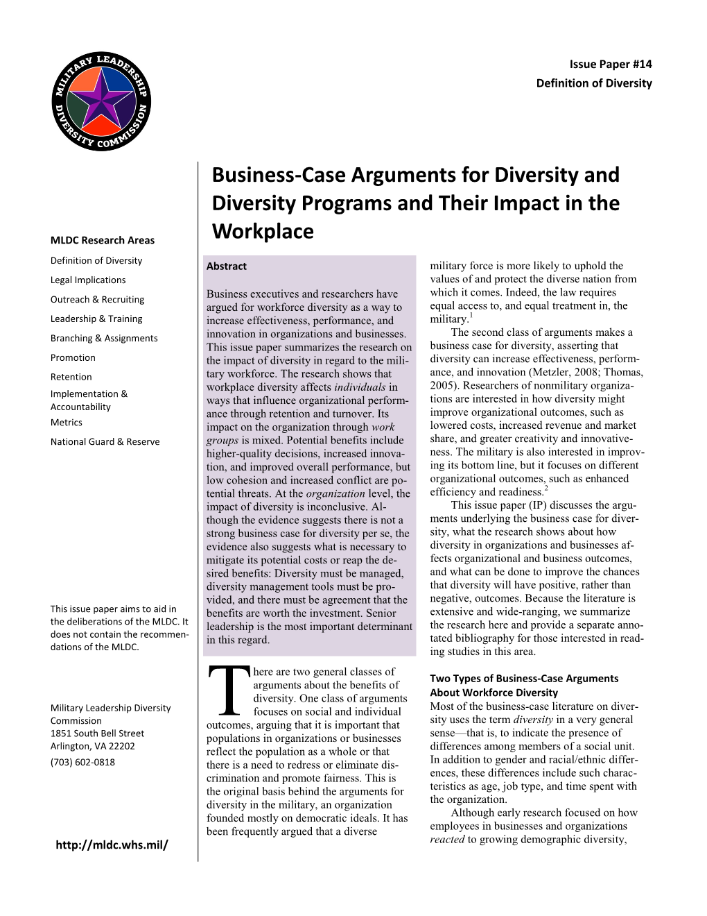 Business-Case Arguments for Diversity and Diversity Programs and Their Impact in The