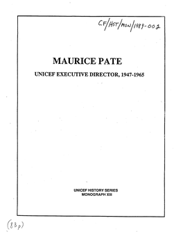Maurice Pate Unicef Executive Director,1947-1965