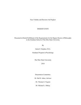 Face Validity and Decision Aid Neglect DISSERTATION Presented