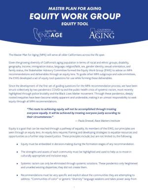 Master Plan for Aging Equity Tool