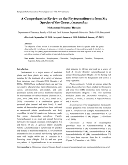 A Comprehensive Review on the Phytoconstituents from Six Species of the Genus Amaranthus