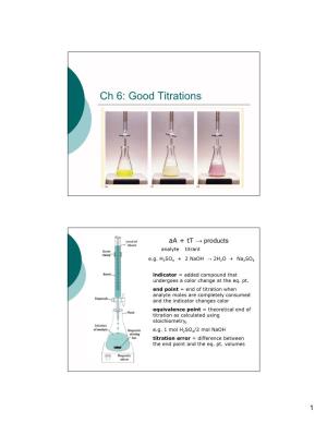 Ch 6: Good Titrations