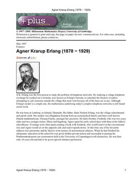 Agner Krarup Erlang (1878 − 1929)