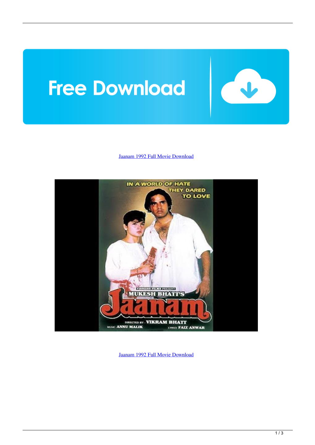 Jaanam 1992 Full Movie Download