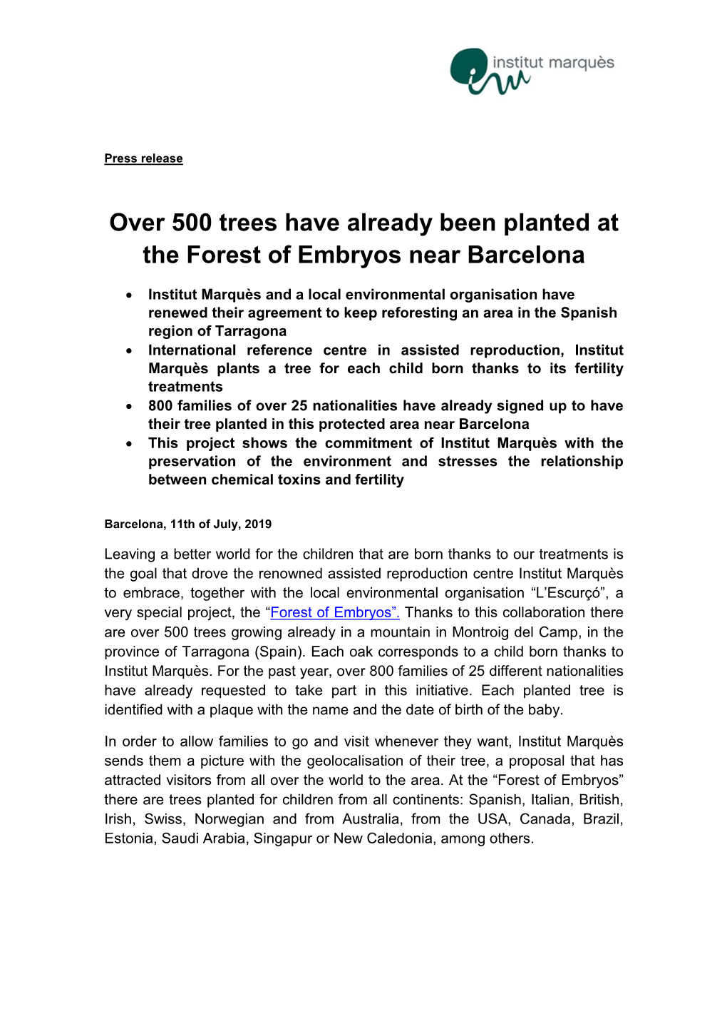 Over 500 Trees Have Already Been Planted at the Forest of Embryos Near Barcelona