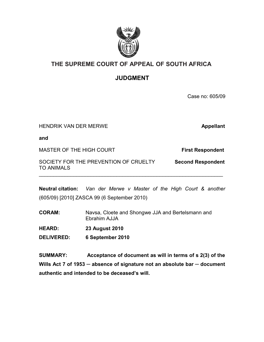 In the Supreme Court of Appeal of South Africa s1