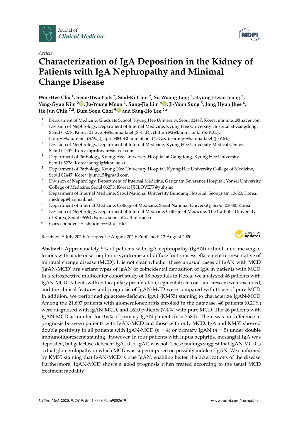 Characterization of Iga Deposition in the Kidney of Patients with Iga Nephropathy and Minimal Change Disease