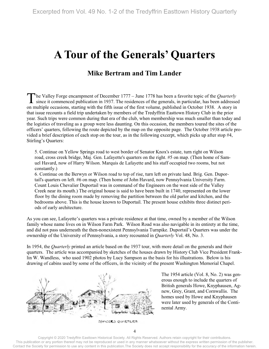 A Tour of the Generals' Quarters