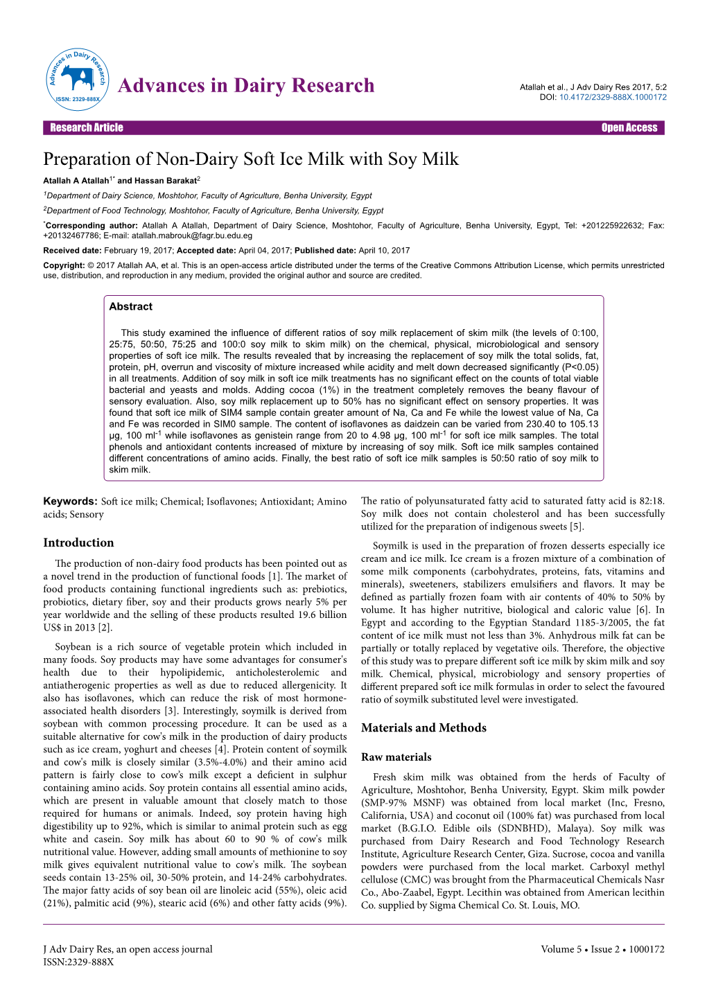 Preparation of Non-Dairy Soft Ice Milk with Soy Milk