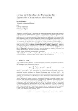 Fortran 77 Subroutines for Computing the Eigenvalues of Hamiltonian Matrices II