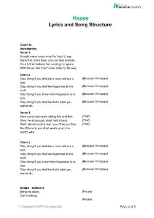 Happy Lyrics and Song Structure