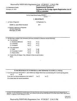 Received by NSD/FARA Registration Unit 07/28/2017 2:34:51 PM OMB No