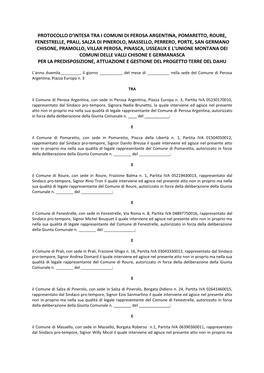 Protocollo D'intesa Tra I Comuni Di Perosa Argentina
