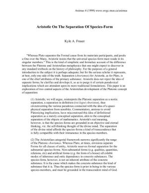 Aristotle on the Separation of Species-Form