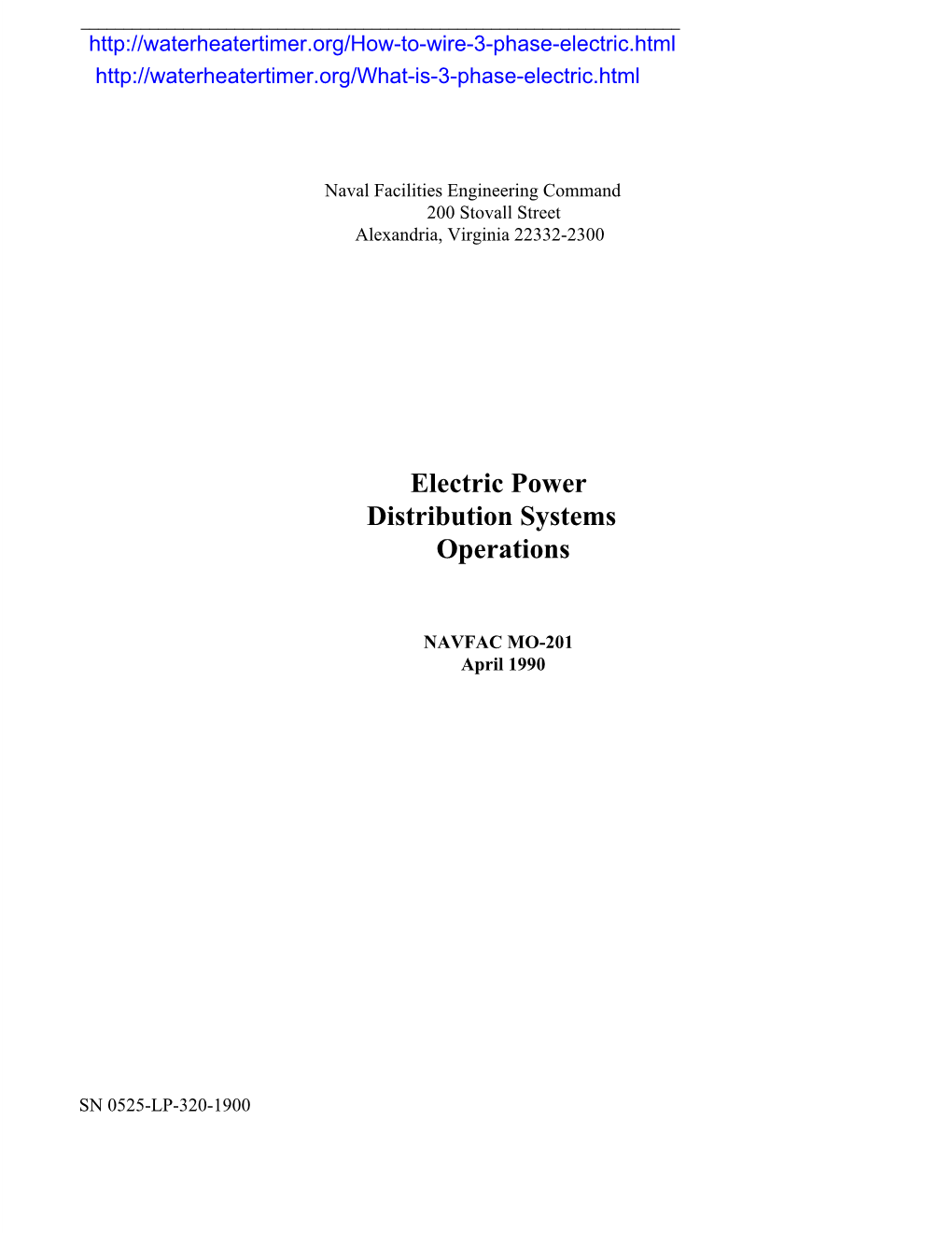 MO-201 Electric Power Distribution Systems