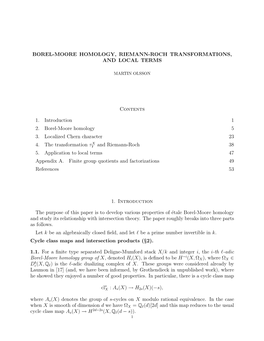 Borel-Moore Homology, Riemann-Roch Transformations, and Local Terms