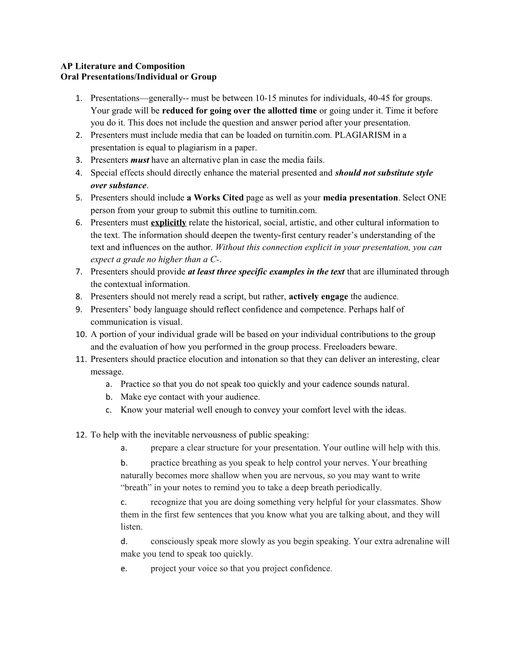 Oral Presentations/Individual Or Group