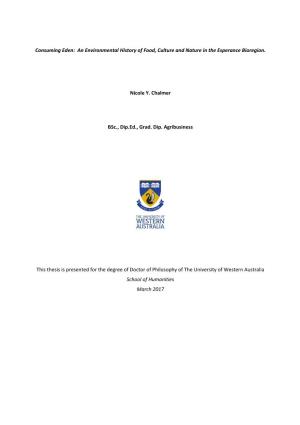 Thesis Is Presented for the Degree of Doctor of Philosophy of the University of Western Australia School of Humanities March 2017 THESIS DECLARATION