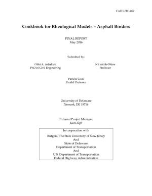 Cookbook for Rheological Models ‒ Asphalt Binders
