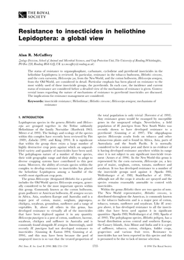 Resistance to Insecticides in Heliothine Lepidoptera: a Global View