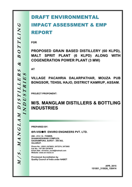 Draft Environmental M/S. Manglam Distillers