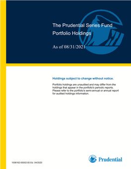 The Prudential Series Fund Portfolio Holdings