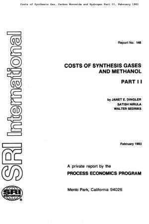 Costs of Synthesis Gas, Carbon Monoxide, and Hydrogen Part II