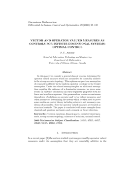 Vector and Operator Valued Measures As Controls for Infinite Dimensional Systems: Optimal Control