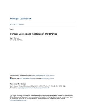 Consent Decrees and the Rights of Third Parties