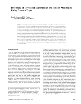 Inventory of Terrestrial Mammals in the Rincon Mountains Using Camera Traps