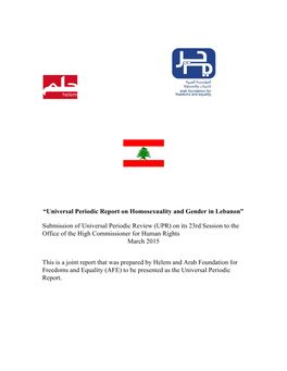 “Universal Periodic Report on Homosexuality and Gender in Lebanon”