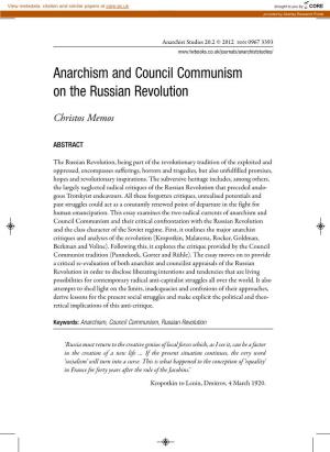 Anarchism and Council-Communism on the Russian Revolution