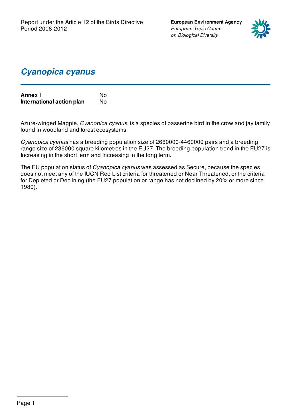 Cyanopica Cyanus