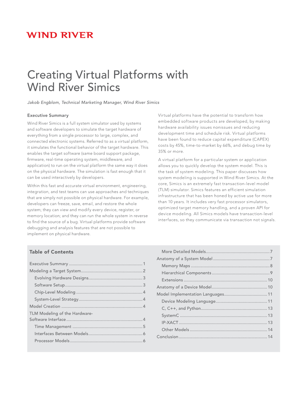 Creating Virtual Platforms with Wind River Simics