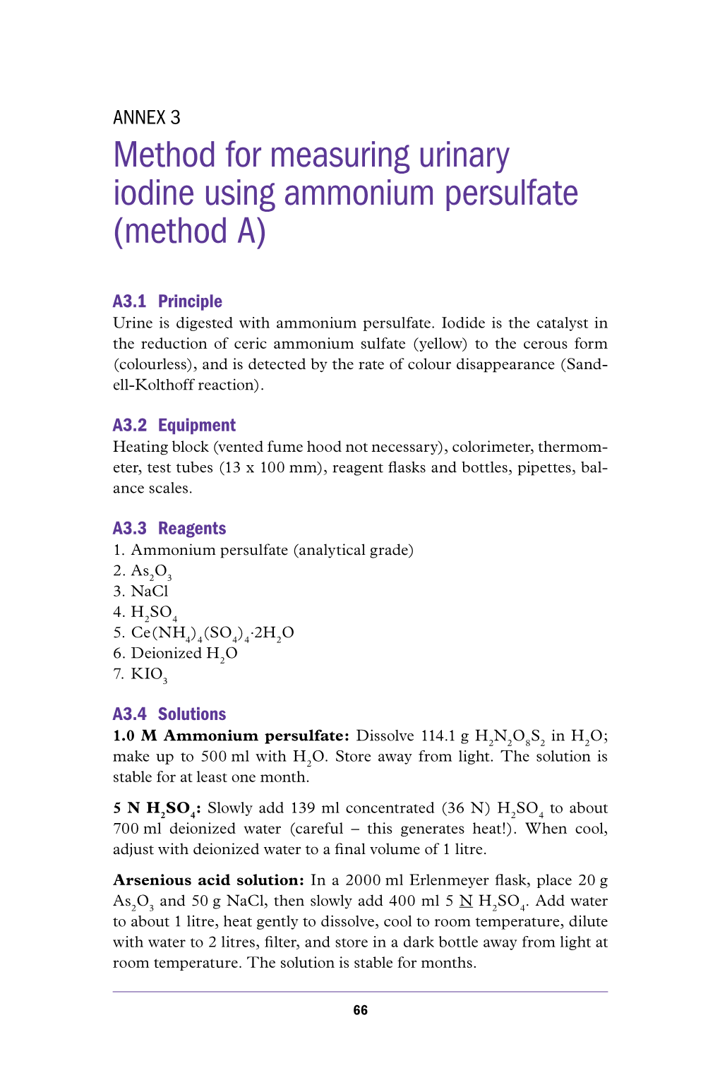 Method for Measuring Urinary Iodine Using Ammonium Persulfate (Method A)