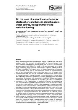 On the Uses of a New Linear Scheme for Stratospheric Methane in Global Models: Water Source, Transport Tracer and Radiative Forc