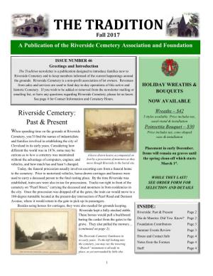 Fall 2017 a Publication of the Riverside Cemetery Association and Foundation