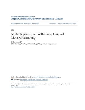 Students' Perceptions of the Sub-Divisional Library, Kalimpong