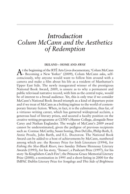 Introduction Colum Mccann and the Aesthetics of Redemption