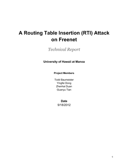 A Routing Table Insertion (RTI) Attack on Freenet