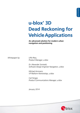 U-Blox' 3D Dead Reckoning for Vehicle Applications