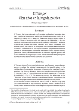 El Tiempo: Cien Años En La Jugada Política Maryluz Vallejo Mejía 1