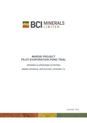 Mardie Project Pilot Evaporation Pond Trial