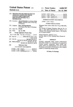 United States Patent 19 11) Patent Number: 4,600,787 Marhold Et Al