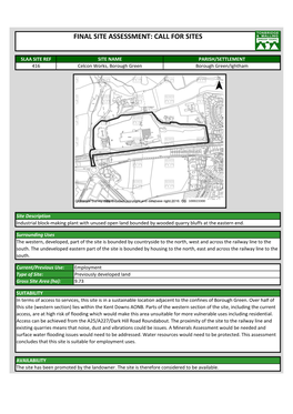 SLAA Final Sites Assessments Volume Sites 416 To