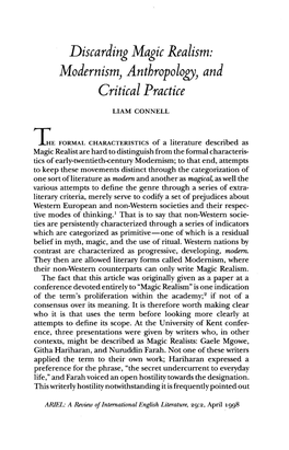 Discarding Magic Realism: Modernism, Anthropology, and Critical Practice