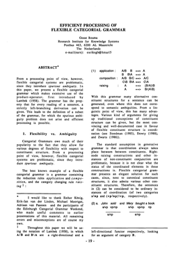 Efficient Processing of Flexible Categorial Grammar