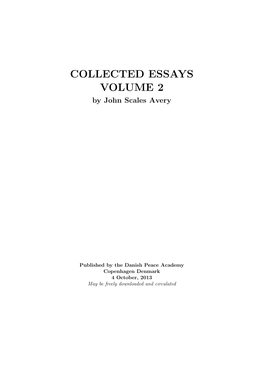 COLLECTED ESSAYS VOLUME 2 by John Scales Avery