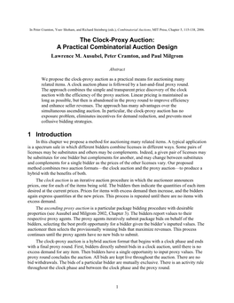 The Clock-Proxy Auction: a Practical Combinatorial Auction Design 1 Introduction